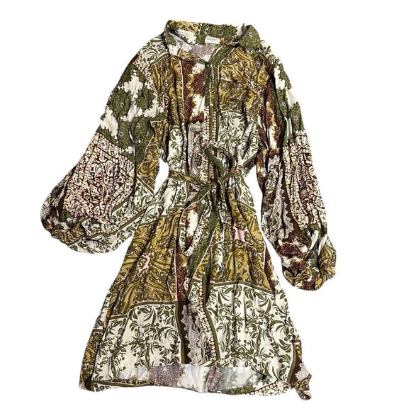 Talisman Paisley Long Sleeve Button Front Dress Size Large - Picture 6 of 8